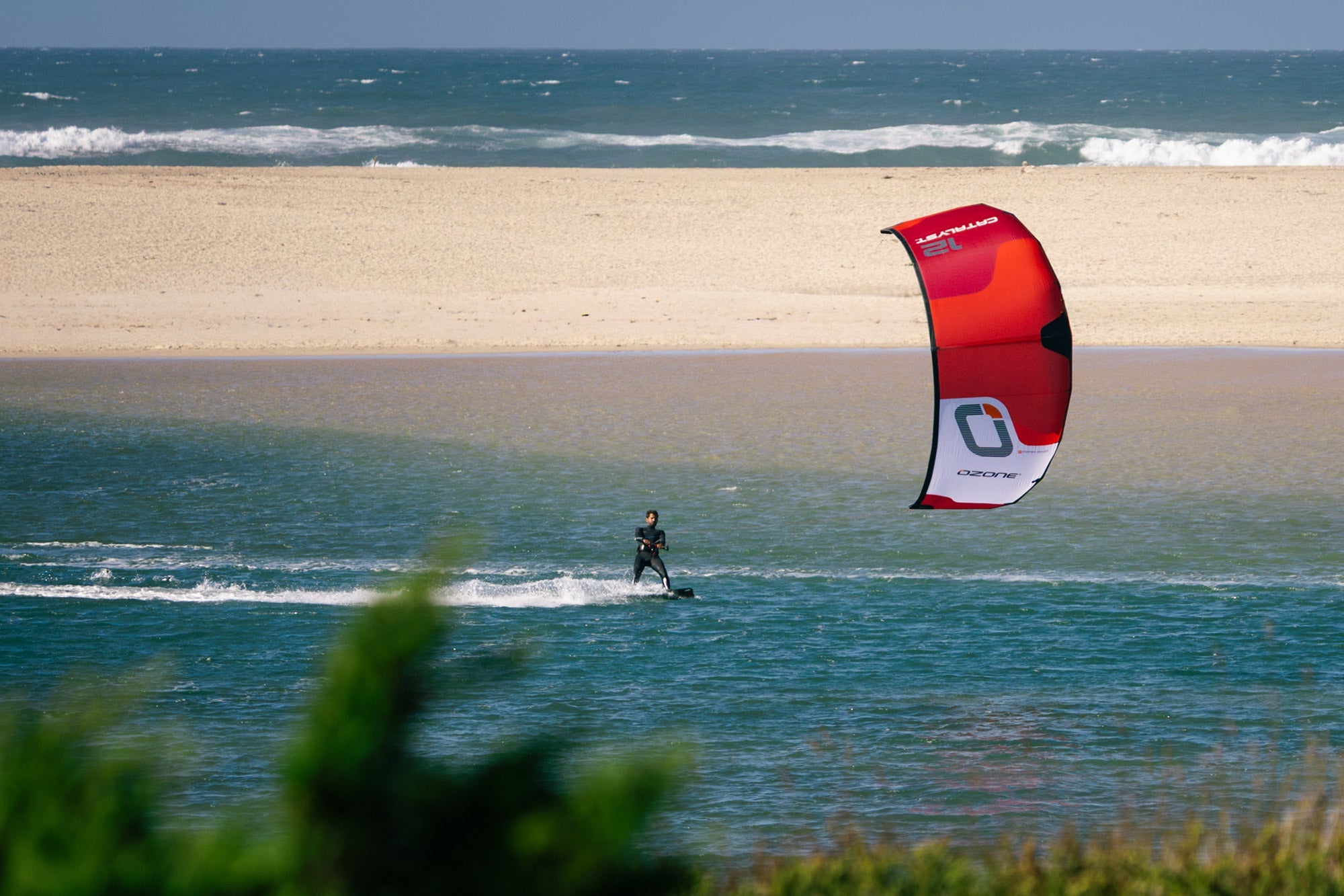 Kitesurfing in moderate wind on the west coast of Ireland