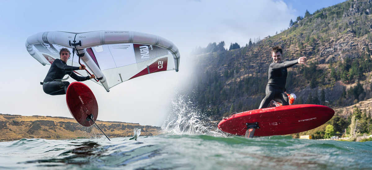 Starboard Viva wing and Above foilboard in action, now available in Ireland through Paddy in the Elements, Galway
