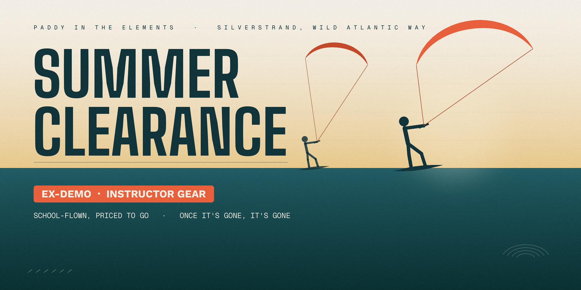 Summer Clearance Ex-Demo instructor gear - two kitesurfers riding at Silverstrand