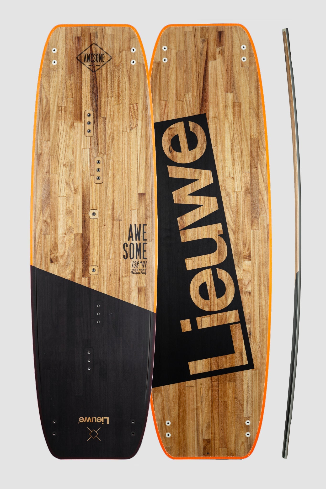 Lieuwe Awe beginner kiteboard - top, bottom and profile
