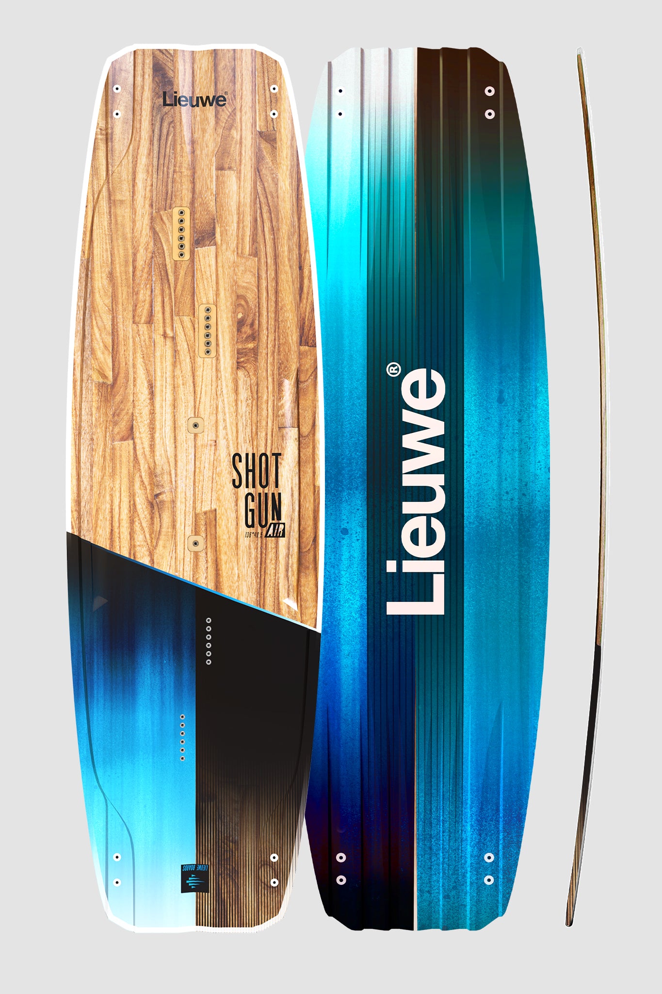Lieuwe Shotgun Air kiteboard – top, bottom and profile