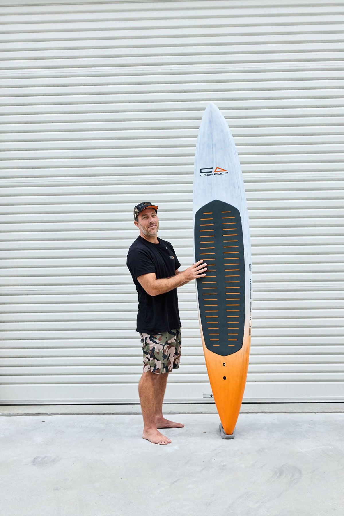 Code Foils Downwind SUP Board – with rider for scale